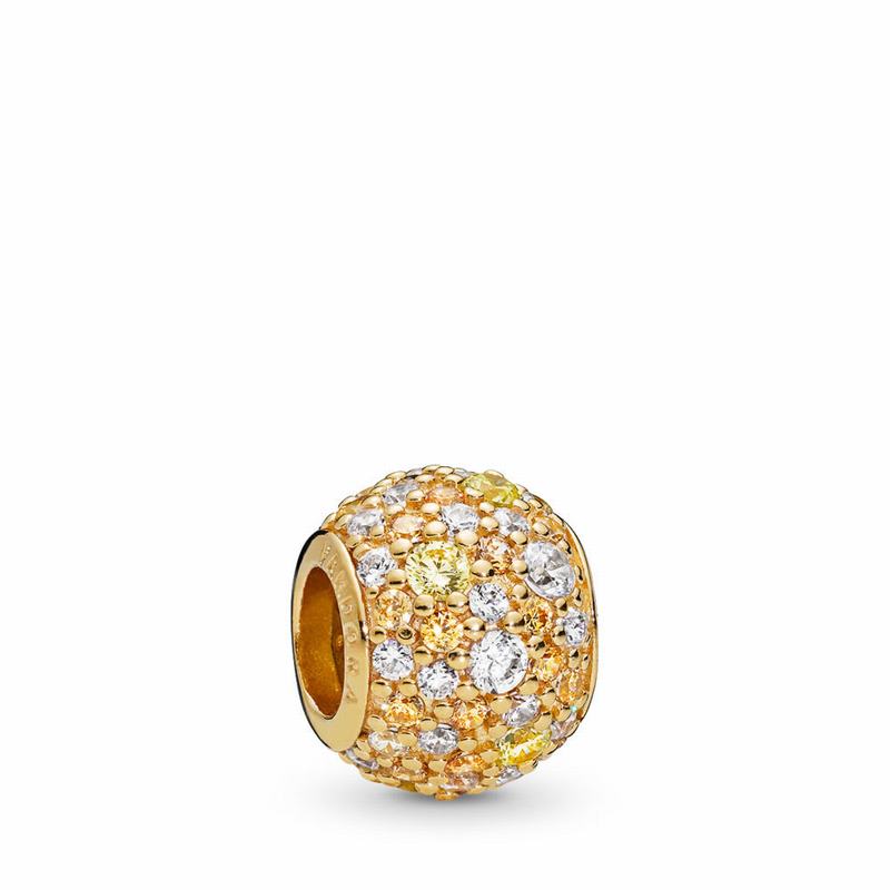 Pandora Shine™ Golden Mix Pavé Charm - 18ct Gold Plated/Yellow/Cubic Zirconia - Canada | RO9115ZN